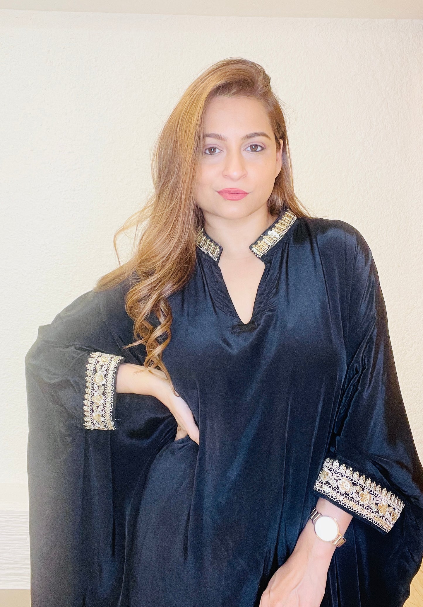 Black Crepe Kaftan Set