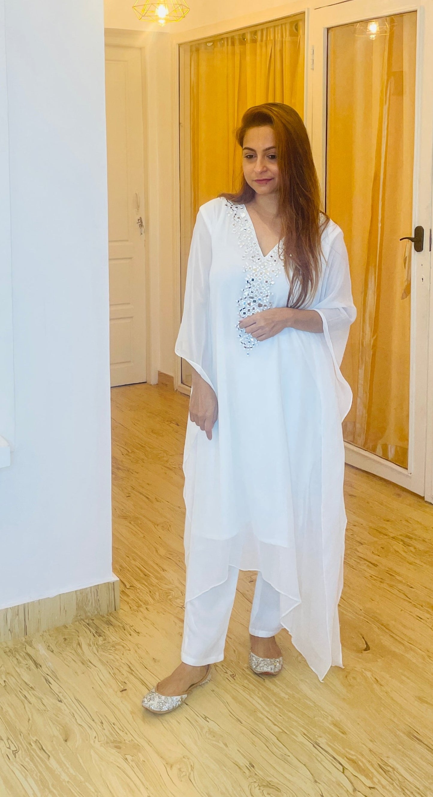 Farina White Kaftan Set