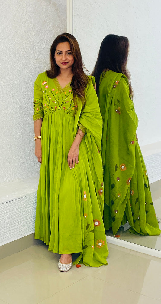 Parrot Green Anarkali