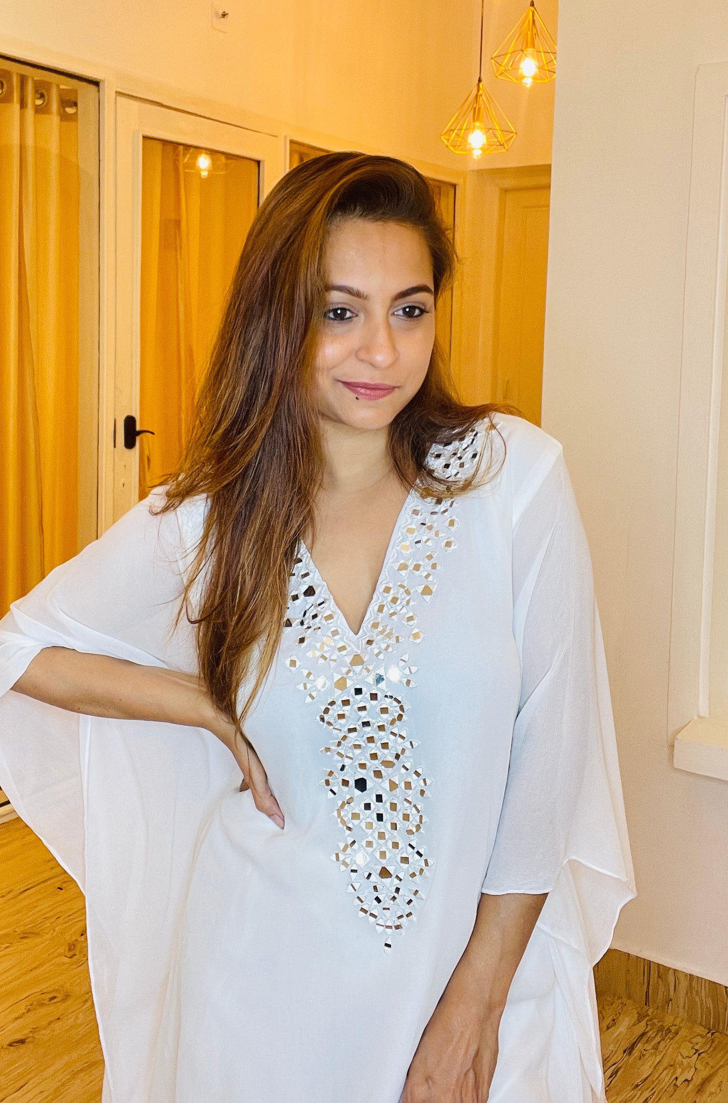 Farina White Kaftan Set