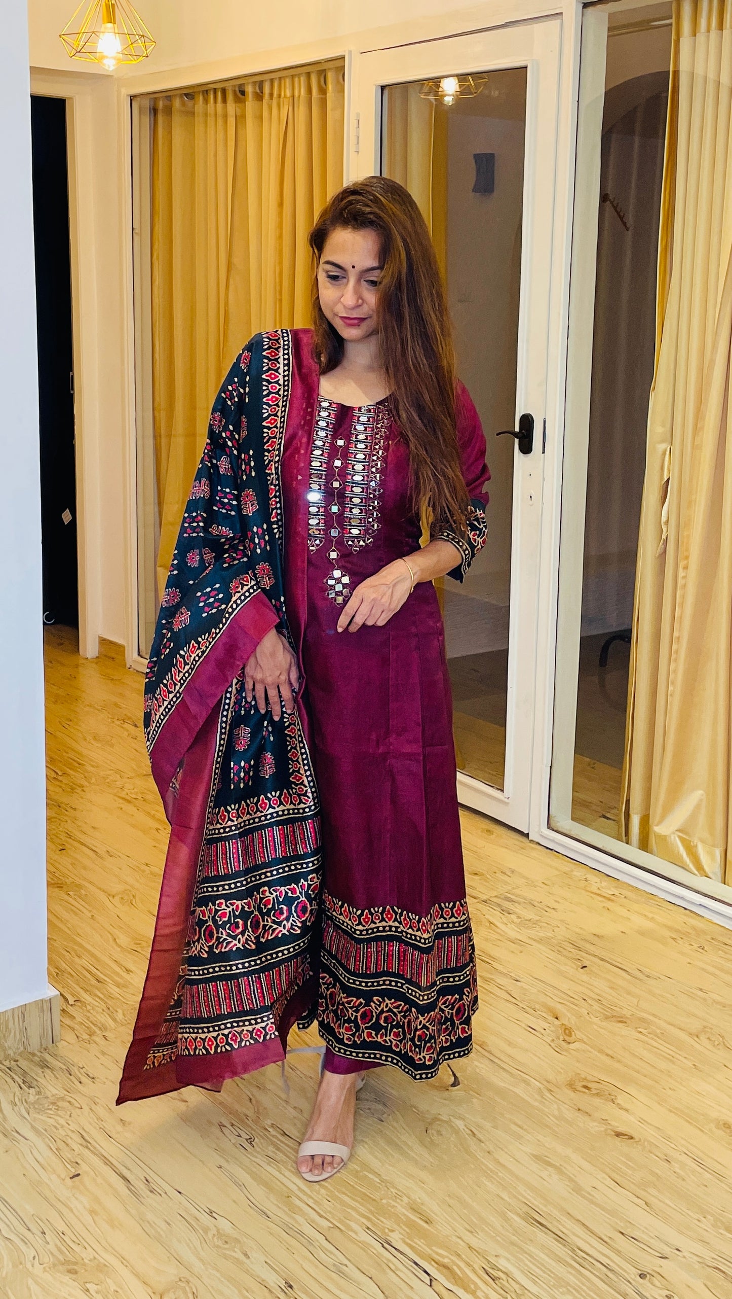 Maroon Safah Anarkali