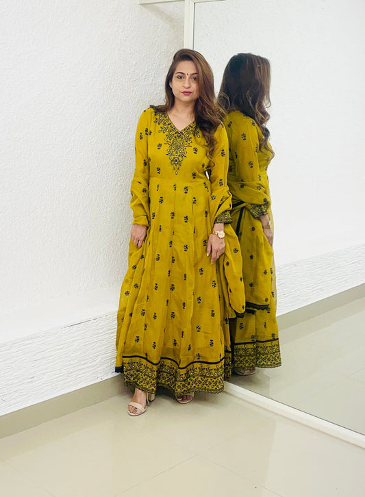 Mustard Organza Anarkali!