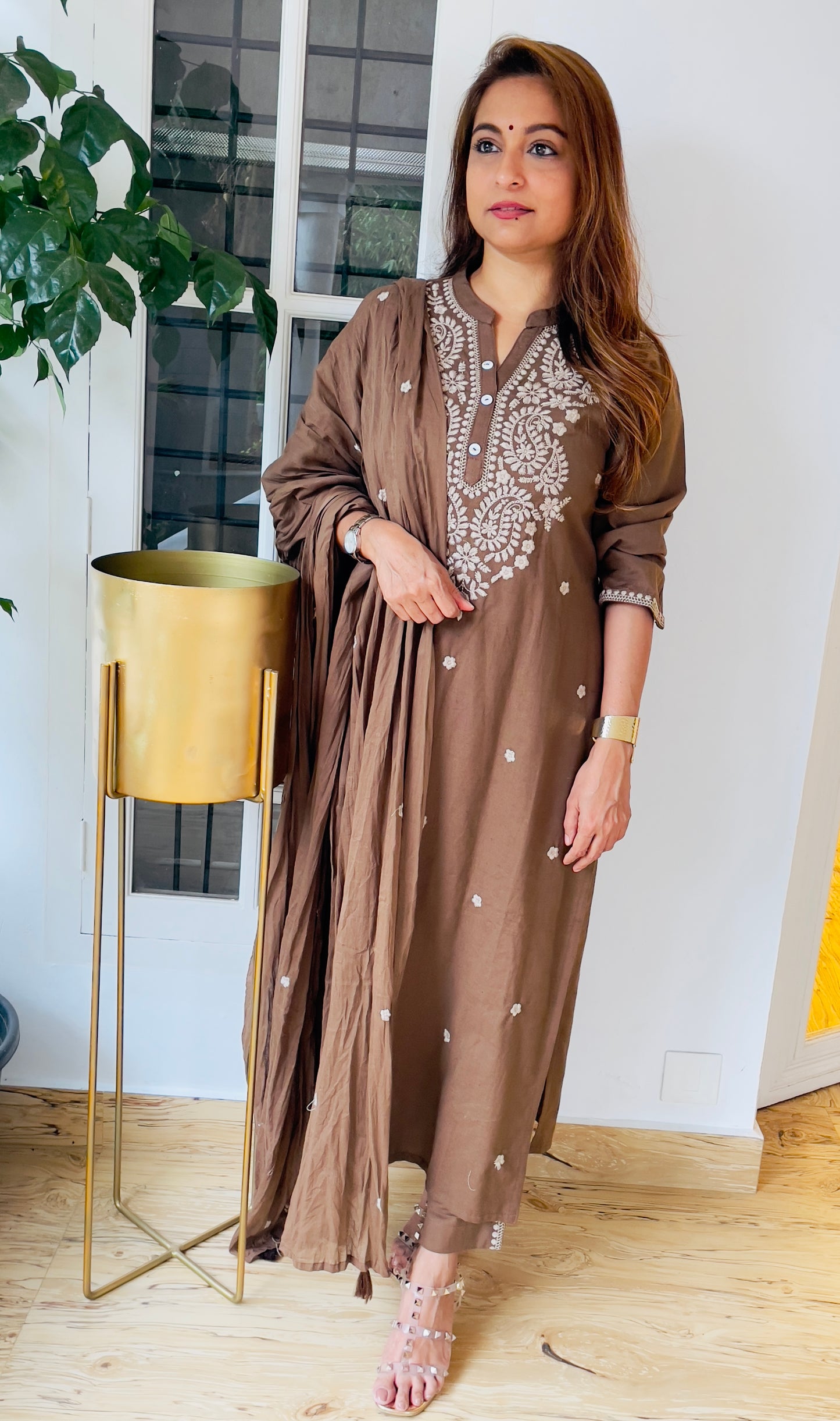 Mocha Embroidered Set