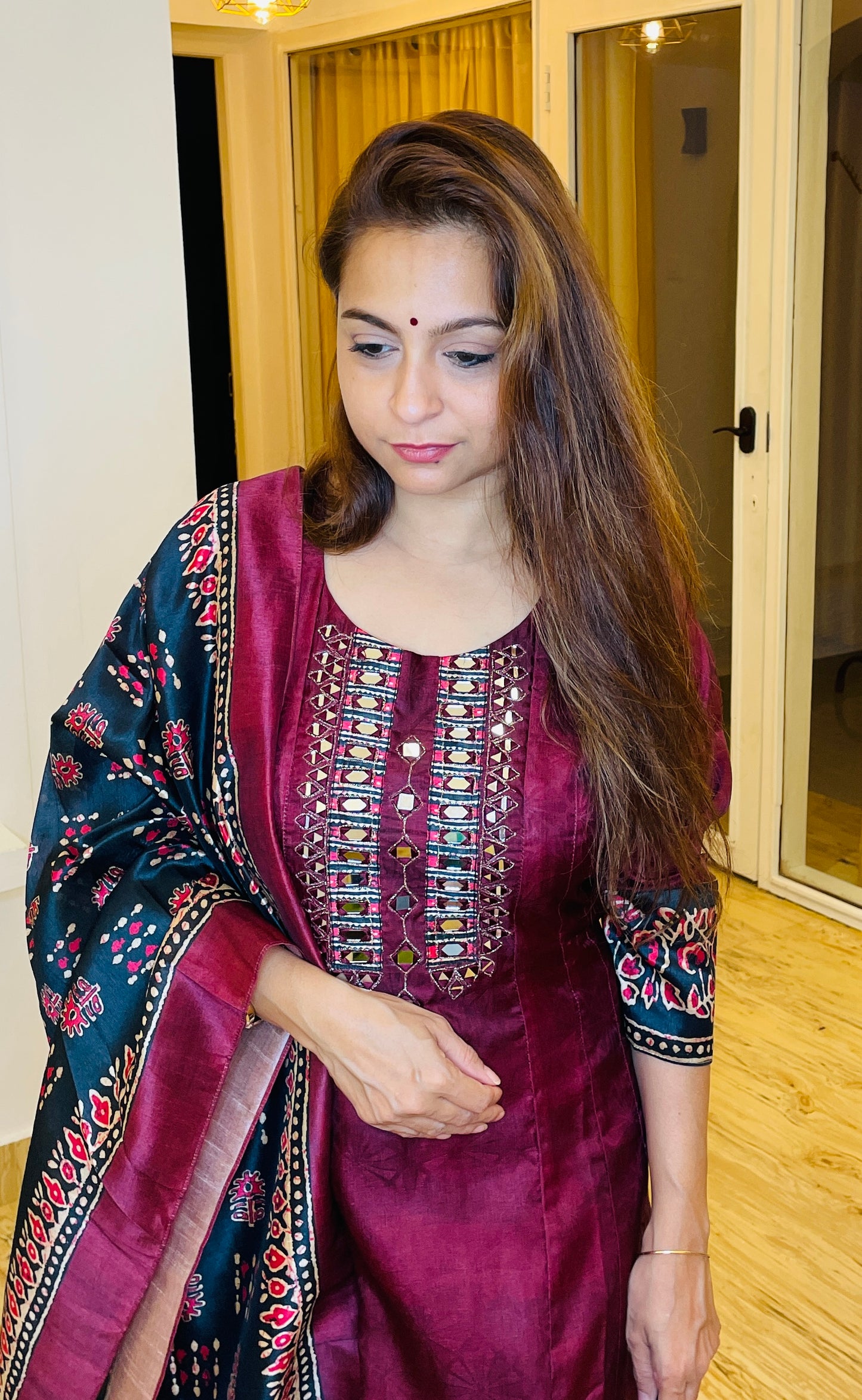 Maroon Safah Anarkali