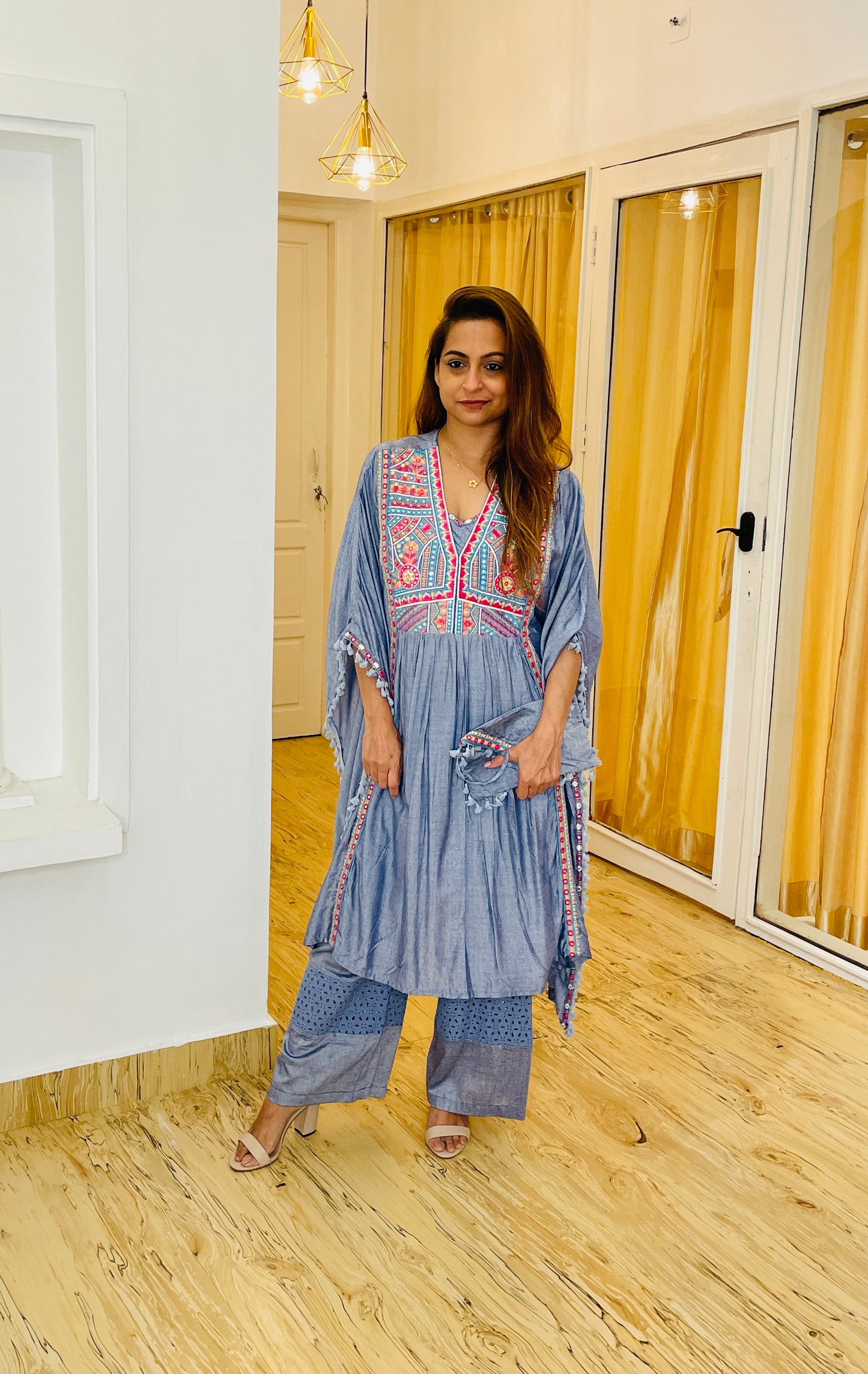 Blue Denim Kaftan Set